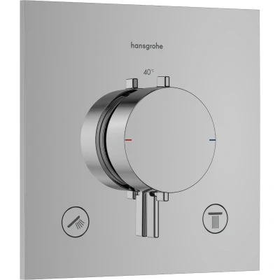 Imagen de hansgrohe Ecostat Comfort E 33711000 termostato de ducha empotrado, grifo con bloqueo seguridad (SafetyStop) a 40 C, para la ducha, mezclador 2 consumidores, cromo