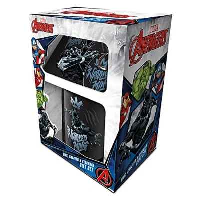 Imagen de Pyramid International Juego de taza, posavasos y llavero Black Panther (Warrior King)