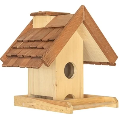 Imagen de ITA Casa para Pájaros 30x25x29,5 cm de Madera Comedero Aves Silvestres Colgar Resistente a la Intemperie, Estable, Robusto Directo del Fabricante Producto UE