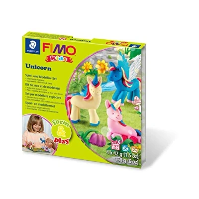 Imagen de STAEDTLER 8034 19 LY. Pasta de modelar para niños Fimo Kids Form &amp; Play Unicorn. 4 pastillas 42 gramos.