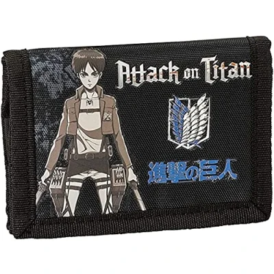 Imagen de Attack on Titan Cartera conexión de los Amarillos Comix Anime, Negro, Casual
