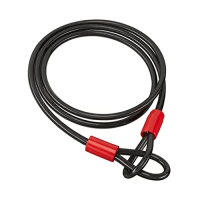 Imagen de Relaxdays, Negro Candado de Cable para Bicicletas y Maletas, 2m, Acero Recubierto con presillas, Largo, B x T: ca. 8,5 5,5 cm