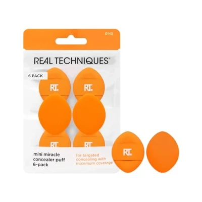 Imagen de Real Techniques Corrector Mini Miracle, tamaño pequeño, para bases y correctores líquidos en crema, 6 unidades