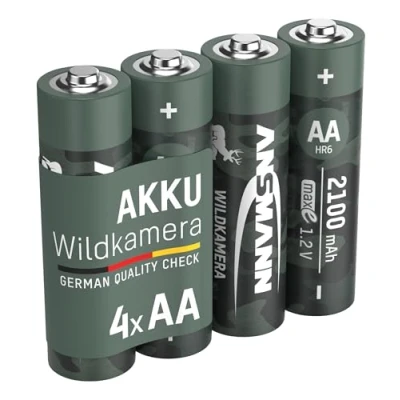 Imagen de ANSMANN Mignon AA LR06 batería Recargable para cámara de Caza (2100 mAh, 1,2 V, NI MH, 4 Unidades, Vida Silvestre, observación Animales, visión Nocturna, Repuesto