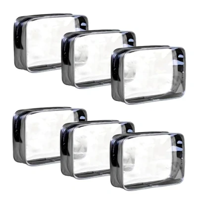 Imagen de Neceser Transparente Viaje Avion,6 Piezas Bolsa Transparente,Bolsa Liquidos Avion,Bolso de PVC,Neceser Avion Multifunción con Cremallera,Neceser Mujer (Negro Transparente)