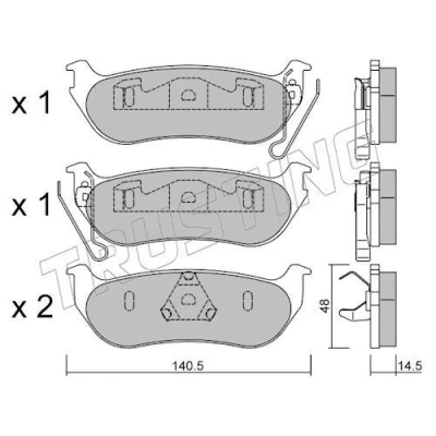 Imagen de TRUSTING 643.0 Juego de pastillas freno excl. contacto avisador desgaste, no preparado para indicador desgaste JEEP: Cherokee III