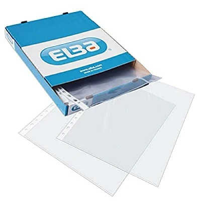 Imagen de Elba Fundas Multitaladro Standard Folio caja de100 PP 70μ Cristal Transparente