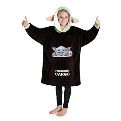 Imagen de Disney The Mandalorian Sudadera Niño, Manta con Capucha y Mangas para Niño de Baby Yoda el Mandaloriano (Marrón/Verde)