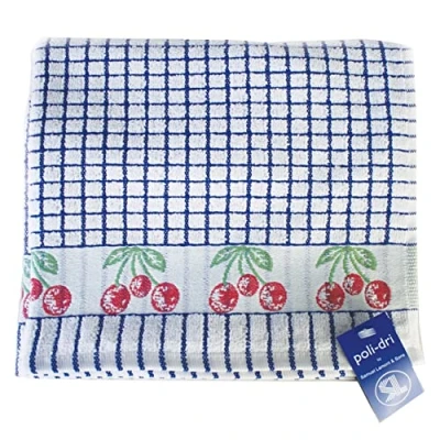 Imagen de Samuel Lamont &amp; Sons Paño de Cocina Poli dri Jacquard con Cerezas Azules, tamaño 50 cm x 70 cm, 100% Rizo algodón, Ultra Absorbente y súper Suave, Lavable a máquina, Azul, Talla única, Color