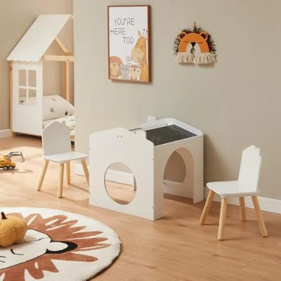 Imagen de Juego infantil de mesa y 2 sillas romso mdf en forma casa 61