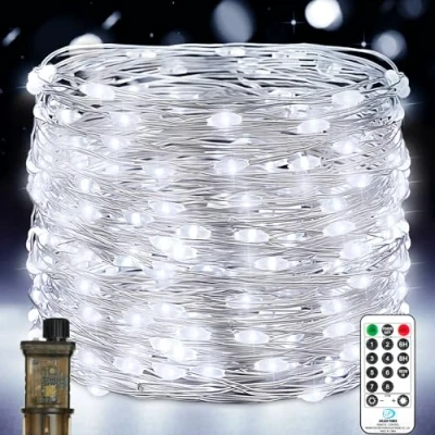 Imagen de Vacoulery Guirnalda Luces Interior Enchufe, 23M 200 LED de Hadas con Temporizador Exteriores Impermeable IP65 para Arbol Navidad, Fiestas, Jardín, Balcón (Blanco Frío)