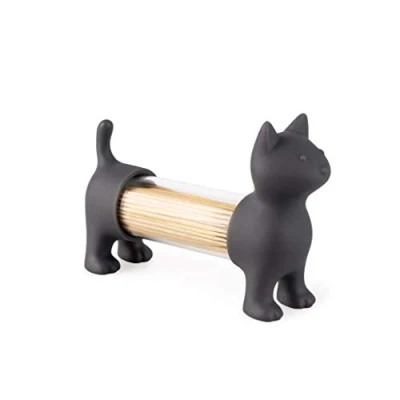 Imagen de Balvi Palillero &amp; salero y pimentero Cat Color Gris con Forma de Gato Acrílico/plástico PVC