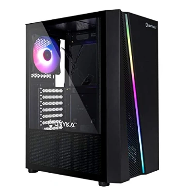 Imagen de UNYKAch Caja De Ordenador ATX GLAYZE Black, Gaming, Frontal ARGB, Panel Lateral Cristal Templado, 1 Ventilador RGB 120 mm, Sistema Montaje Tool Less,1 x USB 3.0 y 2 2.0