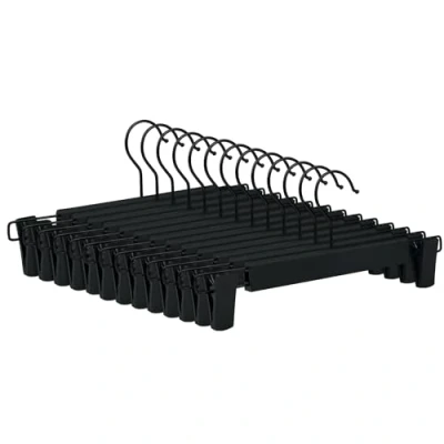 Imagen de Tekenewbse 10 Perchas para Pantalones, Pinzas Faldas de Falda Que Ahorran Espacio con Ganchos Giratorios 360 , Clips Ajustables Colgar Pantalones Cortos Camisas Bufanda (Negro)