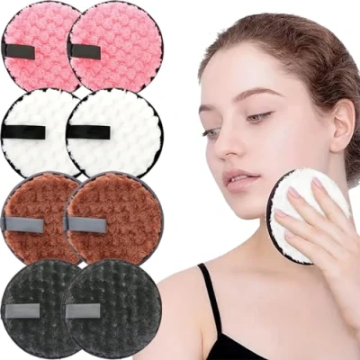 Imagen de Discos Desmaquillantes Reutilizables, 8 Piezas Almohadillas Lavable, Toallitas Microfibra Lavable para Limpieza Facial, Cuidado de la Piel