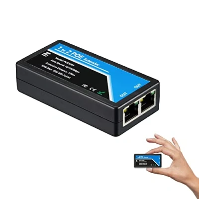 Imagen de Revotech 2 Puerto PoE Extensor, IEEE 802.3af/at Compatible 10/100 Mbps RJ45, Repetidor 100m(328 ft) 1 in out Adaptador por Cámara/Dispositivo PoE(POE5003)
