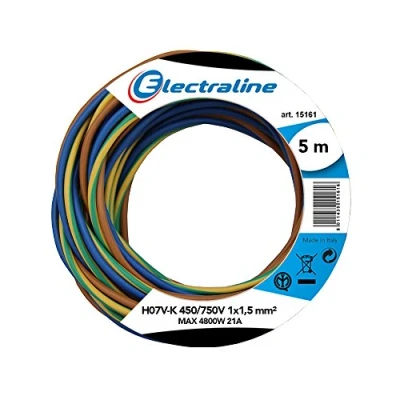 Imagen de Electraline 25138 cavo unipolare n07v k, sezione 1x1.5 mm, 5 mt, marrone/blu/verde/giallo