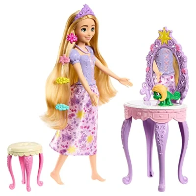 Imagen de Mattel Disney Princess Juguetes, muñeca Rapunzel con ropa, Pascal y 10 accesorios inspirados en la película de Disney, juguete +3 años, HLX28