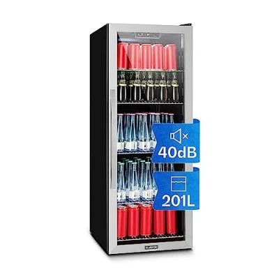 Imagen de KLARSTEIN Nevera Pequeña Portatil Electrica Puerta Cristal Habitaciones, para Bebidas, Frigorificos Pequeños 201L, Mini Frigorifico con Estantes
