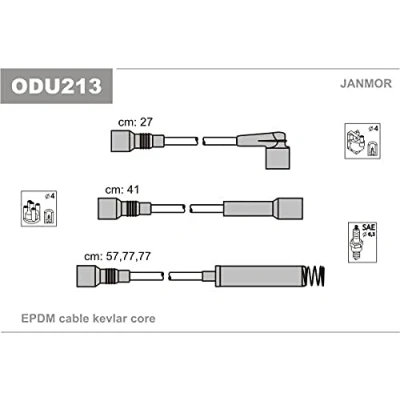Imagen de JANMOR ODU213 Juego de Cables Encendido OPEL: Calibra A, Vectra A Berlina, Corsa TR