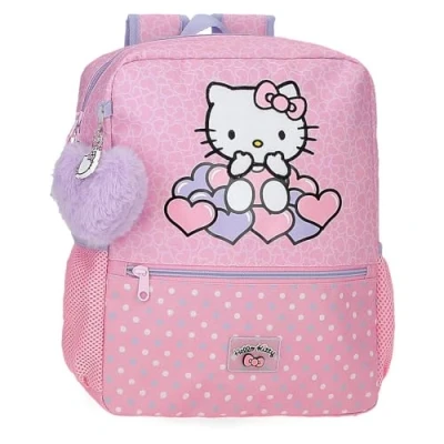 Imagen de Hello Kitty Hearts &amp; Dots Mochila Escolar Adaptable a Carro Rosa 27x33x11 cms Poliéster 9,8L