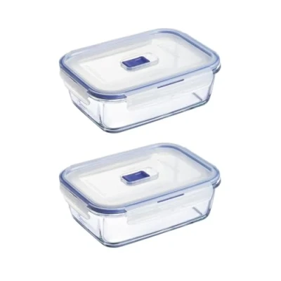 Imagen de Luminarc Pure Box Active 2 Recipiente Rectangular Hermético Vidri Set Piezas 122cl Bicolor