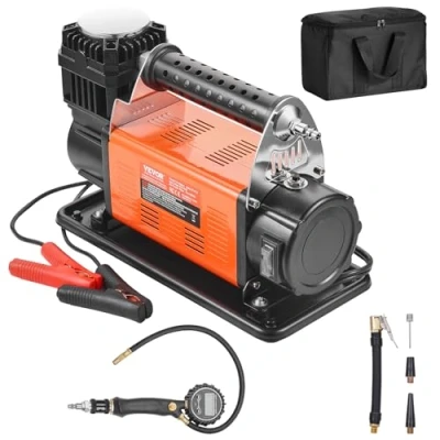 Imagen de VEVOR Compresor de Aire Alta Resistencia 12 V, con Kit Inflado Neumáticos Medidor Presión Digital, 7,06 CFM, 150 PSI, Adaptadores para Camiones, Automóviles, SUV, 330 x 224 mm