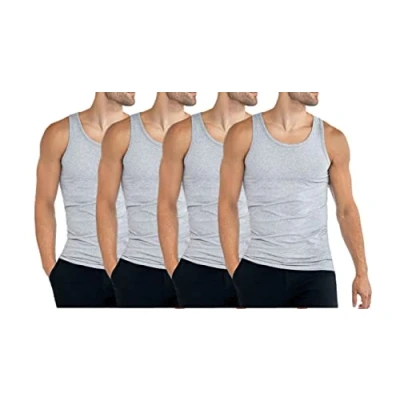 Imagen de Pack de 4 camisetas interiores clásicas para hombre, algodón, gris, L