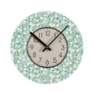 Imagen de Versa Reloj de Pared Flores Madera 4 x 30 cm