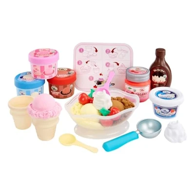 Imagen de Little Tikes Creative Chefs Ice Cream Kit con Arena Especial de Juego Make It! Mix, 17 Accesorios, Simulación Realista, para Niños y Niñas Mayores 3 Años, NO Comestible