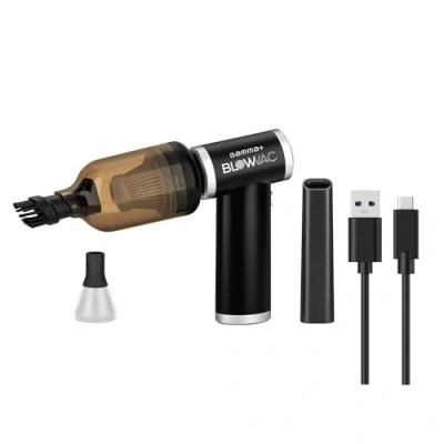 Imagen de Gamma+ Blowvac Aspirador Soplador Sin Cable, Recargable con USB Tipo C, 2 Horas Autonomía 4 Velocidades y Modos de Trabajo, para Barberos, Peluqueros, Coche, Ordenadores, Teclados