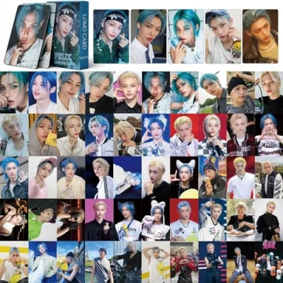 Imagen de Stray Kids Felix Photocards Star Lote de 55 cards para niños, diseño con texto &quot;Stray Kids&quot;