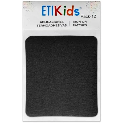 Imagen de 12 Parches Termoadhesivos Negros Rectangulares de Tela Apliques Recortables para Ropa, 8,7 x 10 cm
