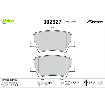 Imagen de VALEO 302927 Juego de pastillas freno Eje trasero excl. contacto avisador desgaste sin tornillos, Chapa antichirridos VOLVO: XC40