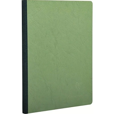 Imagen de Clairefontaine, 795403C, Cuaderno cosido con reverso de tela verde, A5 (14,8 x 21 cm), 192 páginas en blanco liso 90 gr, Age Bag, Cubierta cartulina lustrada símil piel, Verde