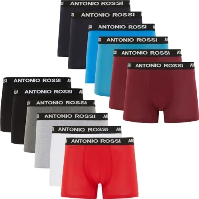 Imagen de ANTONIO ROSSI (Paquete de 12 Boxers Ajustados para Hombre Fitted Boxer Hipsters, Surtido Claro, 5XL (Pack