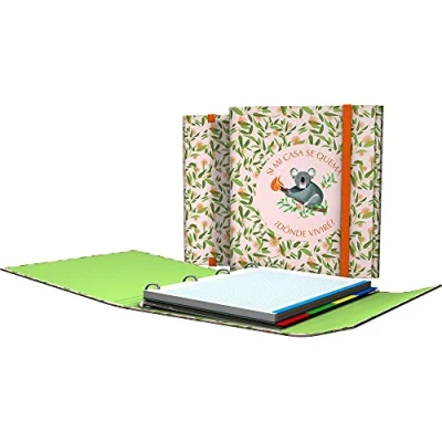 Imagen de Grafoplás 88212629. Carpesano A4 de 4 Anillas con Solapa, A4, Solapa y Cierre Gomas, Incluye Recambio Separadores, Carpeplús Wise Planet, Koala