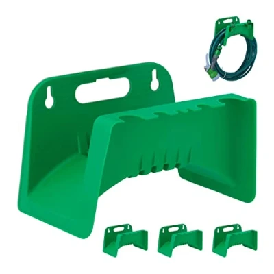 Imagen de Relaxdays Soportes Pared, Set de 4 Uds, para Mangueras 10 m 5/8&quot;, Portamangueras Jardín, Plástico, Verde, 14,5 x 23,5 16 cm