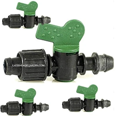 Imagen de Suinga 4 x Llave de Paso Cinta riego por Goteo 16mm a Toma. Válvula derivación con Junta Utilizada para conectar directamente la principal, verde