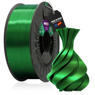 Imagen de WINKLE Filamento PLA Silk (Seda) Verde Irlandés Impresora 3D 1,75mm 1kg Acabado Suave y Sedoso Precisión Dimensional Bobina