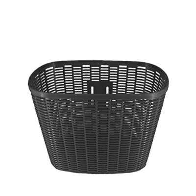 Imagen de ECOVELO cesta delantera para bicicleta, porta objetos, de plástico, estilo mimbre, universal (negro)