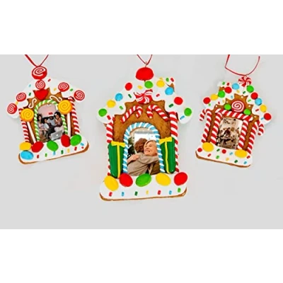 Imagen de SHATCHI Árbol de Navidad para Colgar con bastón Caramelo, Marco Fotos Personalizable, árbol Navidad, decoración del hogar, Juego 3 Piezas, 11 x 7 cm