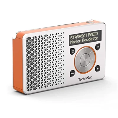 Imagen de TechniSat DIGITRADIO 1 Radio Dab+ Portátil con Batería Recargable (Dab, FM, Altavoz, Conexión para Auriculares, Memoria de Favoritos, Pantalla OLED, Pequeña, Vatio RMS) Naranja/Plateado