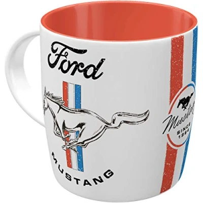 Imagen de Nostalgic Art Taza de café retro, Ford Mustang Horse Logo Idea regalo para los aficionados a coches, cerámica, Diseño vintage, 330 ml