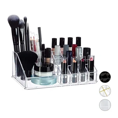 Imagen de Relaxdays Organizador de Maquillaje con 16 Compartimentos, Acrílico, 8 X 22 12.5 Cm