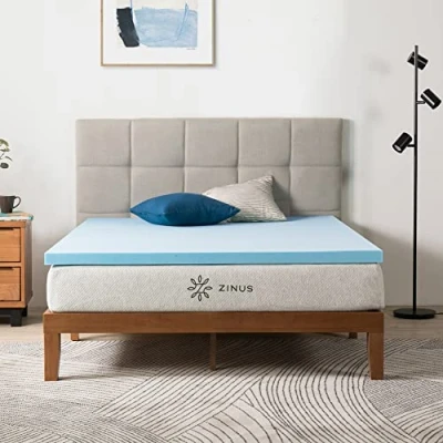 Imagen de Zinus Memory Foam Green Tea Colchón de Espuma y Gel refrescante, viscoelástica, Azul, 90 x 190 cm