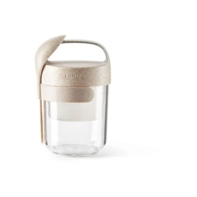 Imagen de Lékué Recipiente/Jarra hermética para transportar alimentos, Jar To Go Organic, Beis, 400 ml