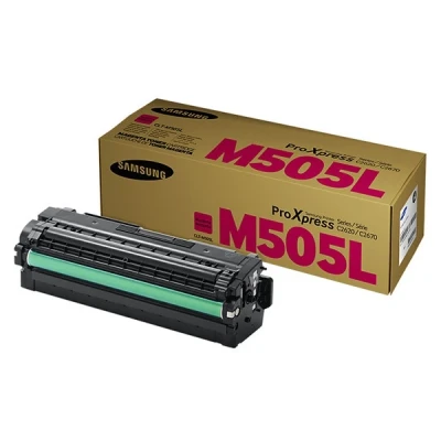 Imagen de Samsung CLT M505L, SU302A, Magenta, Cartucho Tóner de Alta Capacidad Original, 3.500 páginas, compatible con impresoras LaserJet ProXpress Color C2620DW, C2670FW y C2680FX