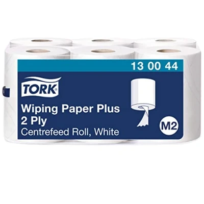 Imagen de Tork 130044 Papel de secado extra multiuso Premium 2 capas compatible con el sistema alimentación central grande M2, blanco, 6 rollos x 125m
