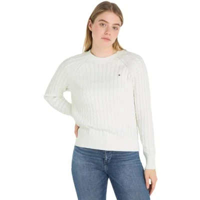 Imagen de Tommy Hilfiger Co Cable C nk Sweater Ww0ww41142 Suéter, Blanco (Ecru), XL para Mujer